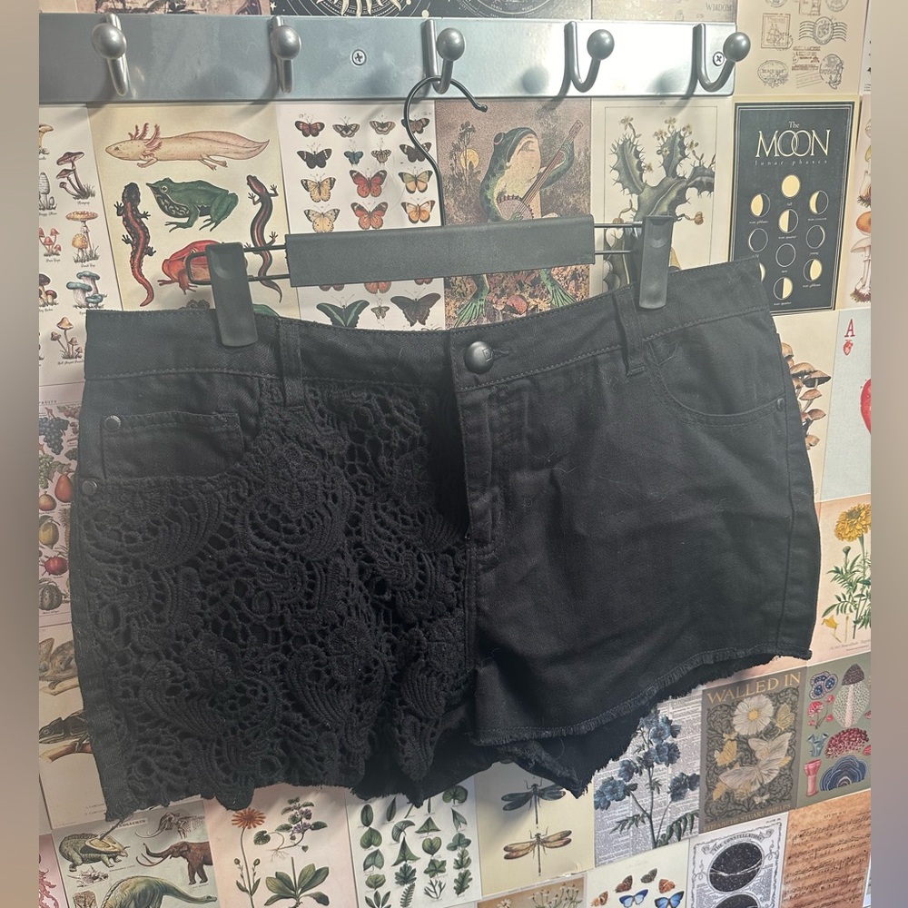 Material Girl size 15 black denim, embroidered design. Great condition.